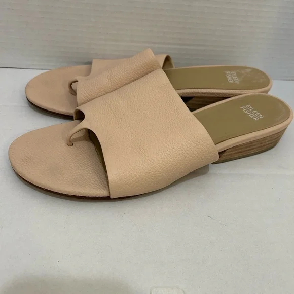 Eileen Fisher Women's Cream Slide Sandals thong woman’s size 11 leather - Picture 2 of 9